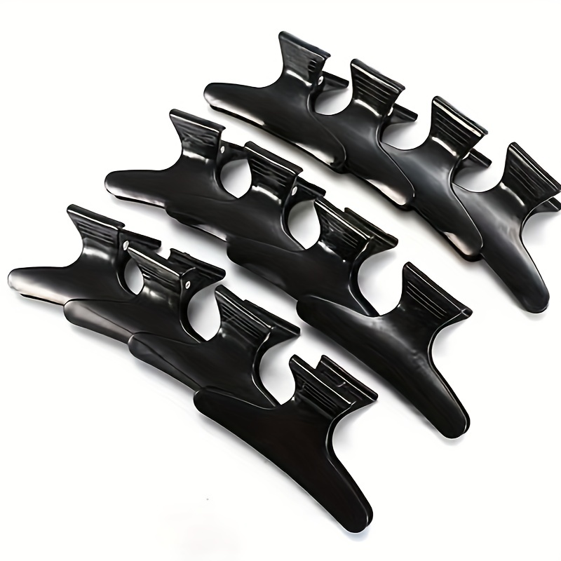 TEMU 12pcs Elegant Black Hair Clips - Glossy Finish, Vintage & Minimalist Style, Solid Color Plastic Hairpins For Styling & Positioning, Positioning Hairpins||smooth Texture