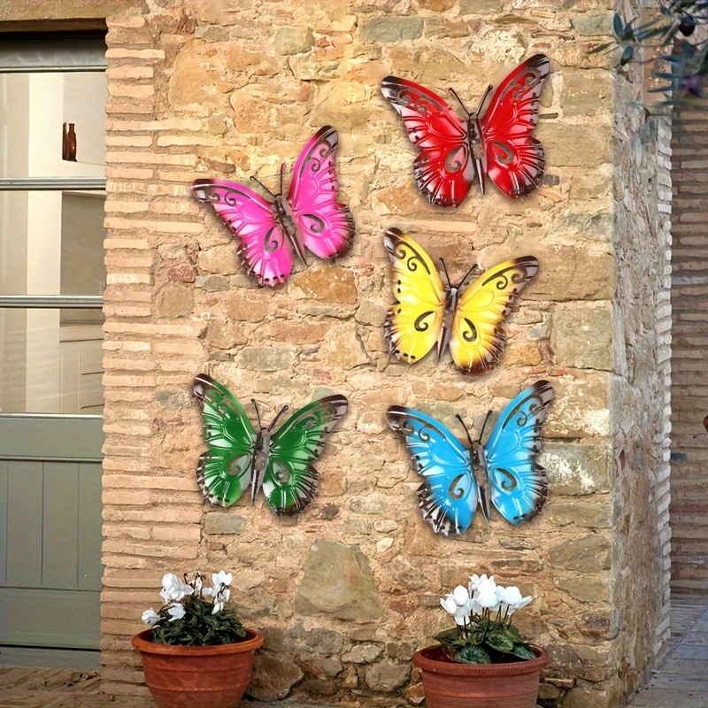 

1pc Beautiful Metal Butterfly Wall Decoration Creative Bedroom Living Room Yard Home Decoration - Handmade Wrought Iron Spring Butterfly Ornaments