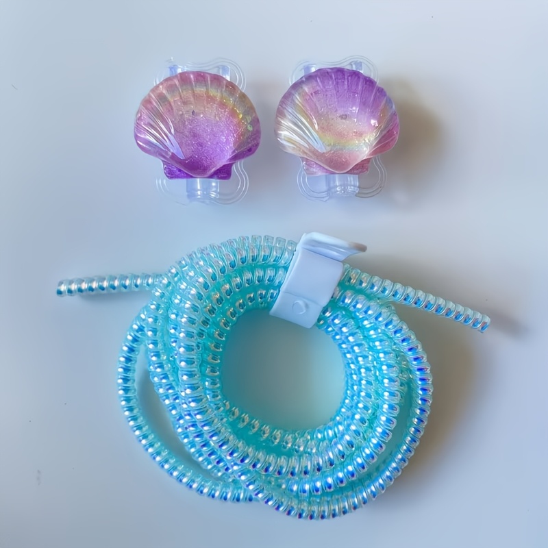 TEMU 4pcs/set Cute Shell Cable Protector, Suitable For Iphone Type-c Charger - Durble Cord Saver With Adorable Sea Shell Designs, Scratch And