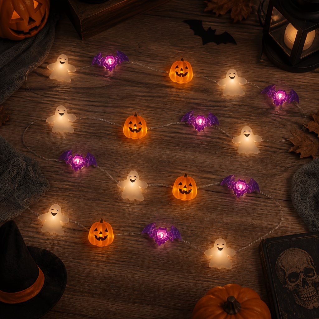 TEMU (halloween Light String), Indoor String Lights, Bat Pumpkin String Lights, Fairy Lights, Night Light, Party Lights, Holiday Lighting, Used To