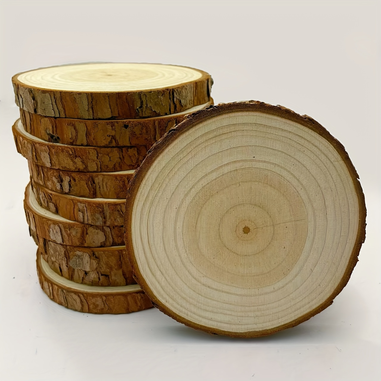 Rustic Round Wood Slices Natural Craft Kit For Holiday Projects, Wedding Decorations, Christmas Ornaments And Halloween Decor