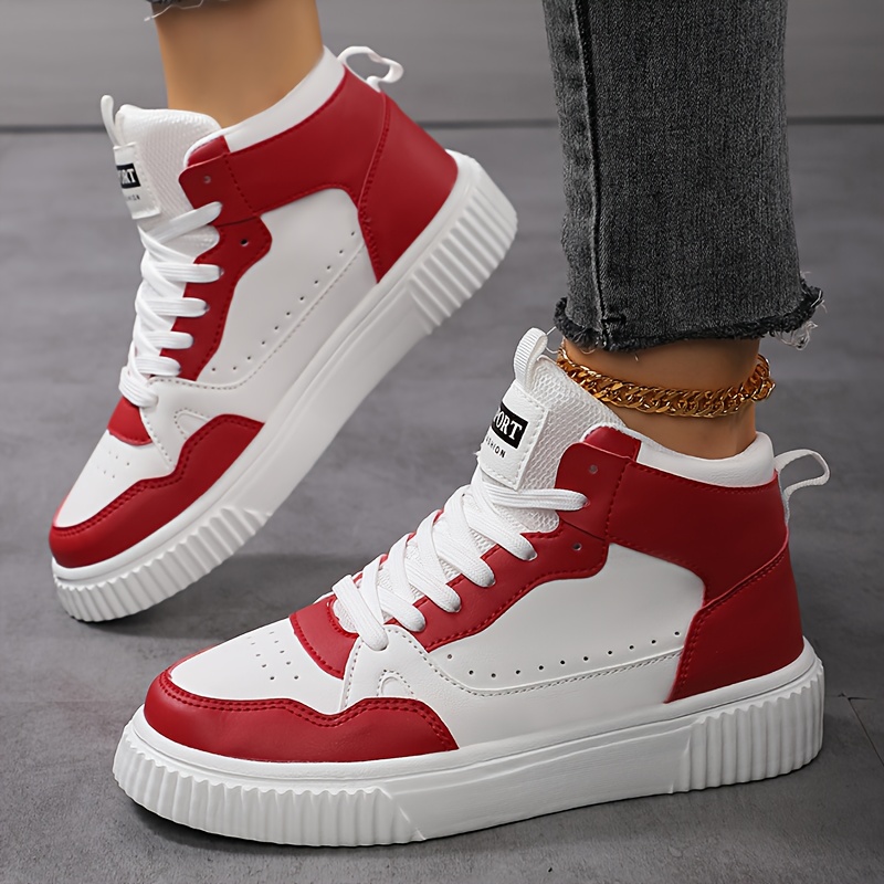 Women'S Four-Color Patchwork Design Mid-Top Sneakers, Lightweight EVA Sole with PU Upper - Breathable Fabric Lining, Round Toe Suitable for Street Style And Casual Wear (Spring/Summer Style), Fashionable Sneaker Style | Comfortable Casual Shoes