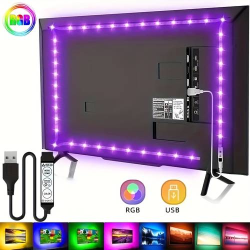 led light strip 3 key controller usb powered suitable for tv decor living room bedroom party decoration halloween christmas birthday gift