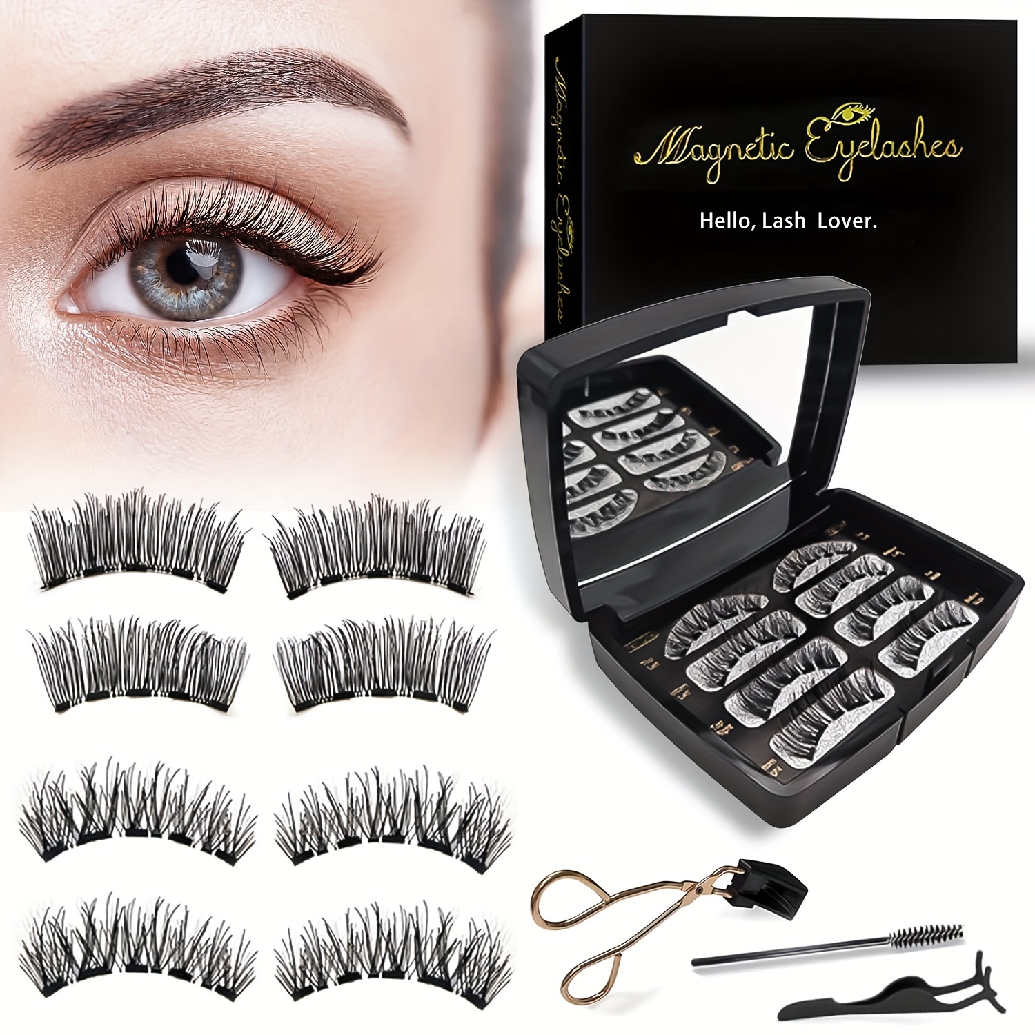 

Volumize Your Gaze With Easy-apply, Natural-look Magnetic Eyelashes: Reusable 3d Lashes + Tweezers Set, 10-12mm, Multiple Pairs
