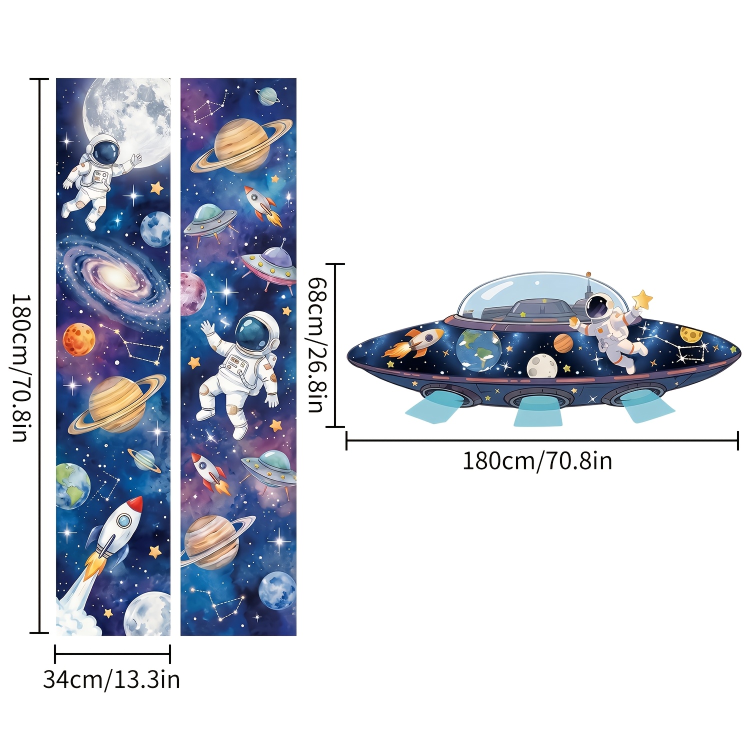 TEMU Kit de pancarta para puerta con temática del exterior - Diseño de galaxia, y astronauta, letrero para porche para de , decoración de sala de