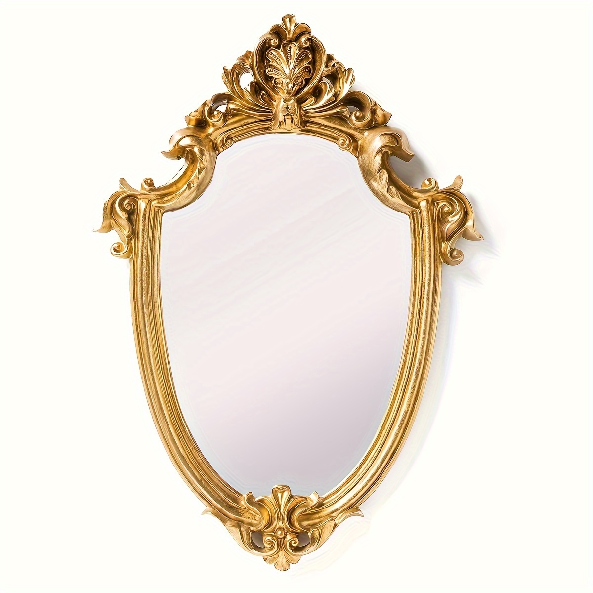 

Luxurious Golden -shaped 3d Embossed Makeup Mirror - Bathroom & Living Room Decor, Resin Material, 12.9"x8.7" - Ideal Christmas/halloween Gift