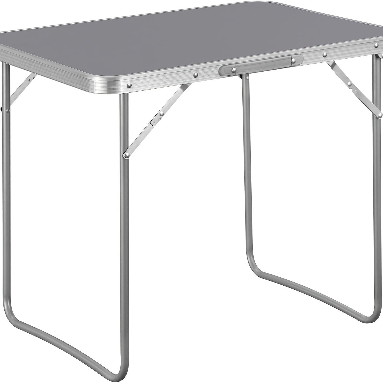 Image of Portable Folding Camping/travel Table With Handle, Dimensions 70 X 50 X 60 Cm (l X W X H), Suitable For Picnics And Outdoor Beach Activities, Gray