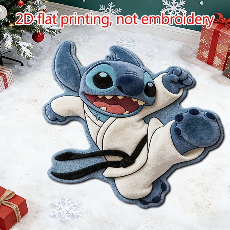 E-shop 2D Flache Disney Polyesterfaser Matte, mit einem 2D-Design, inspiriert von Stitch, geeignet für Schlafzimmer, Wohnzimmer, Badezimmer und