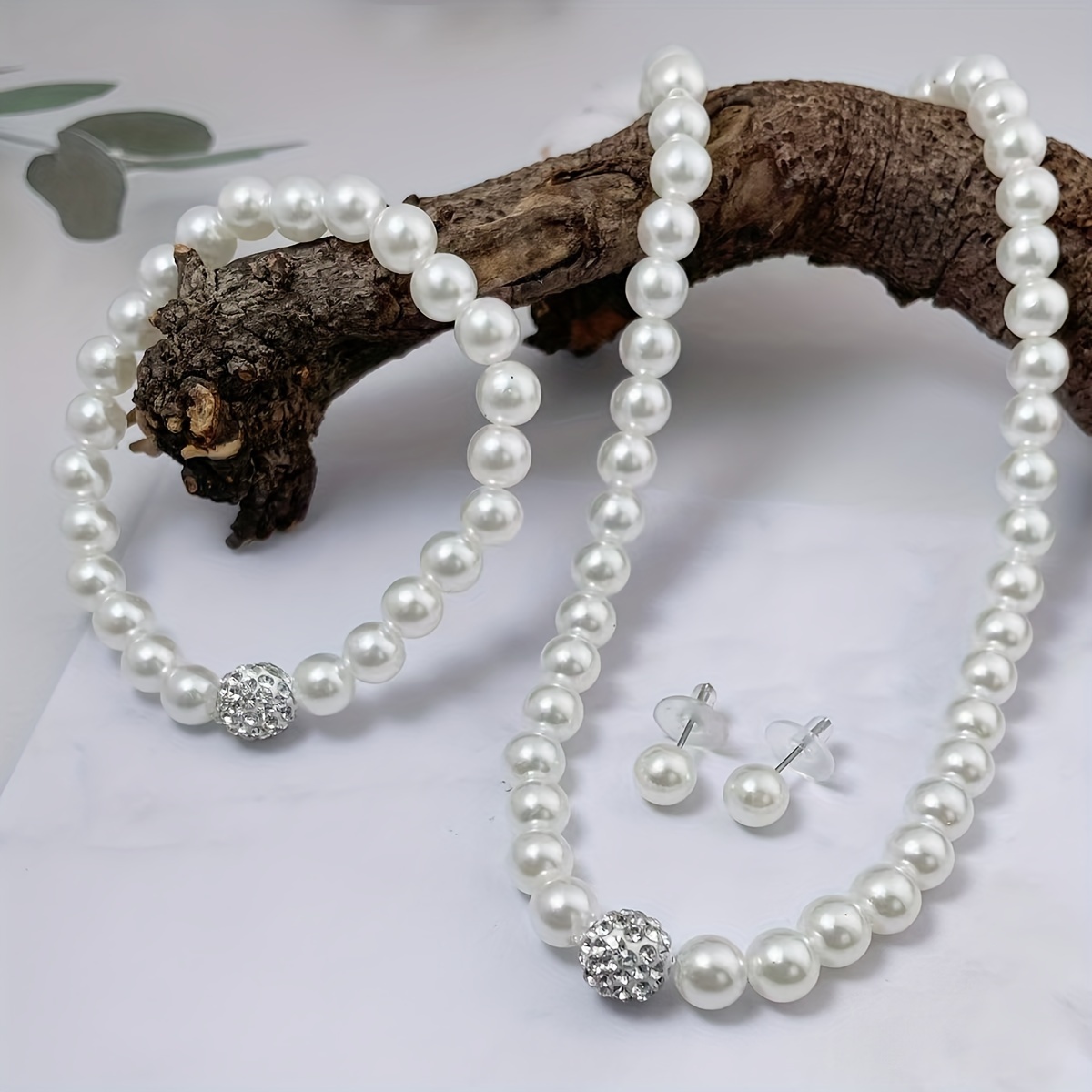 European and American Cross-border Imitation Pearl Necklace Bracelet Earrings Set Three-piece Set Foreign Trade Bride Accessories, for Wedding