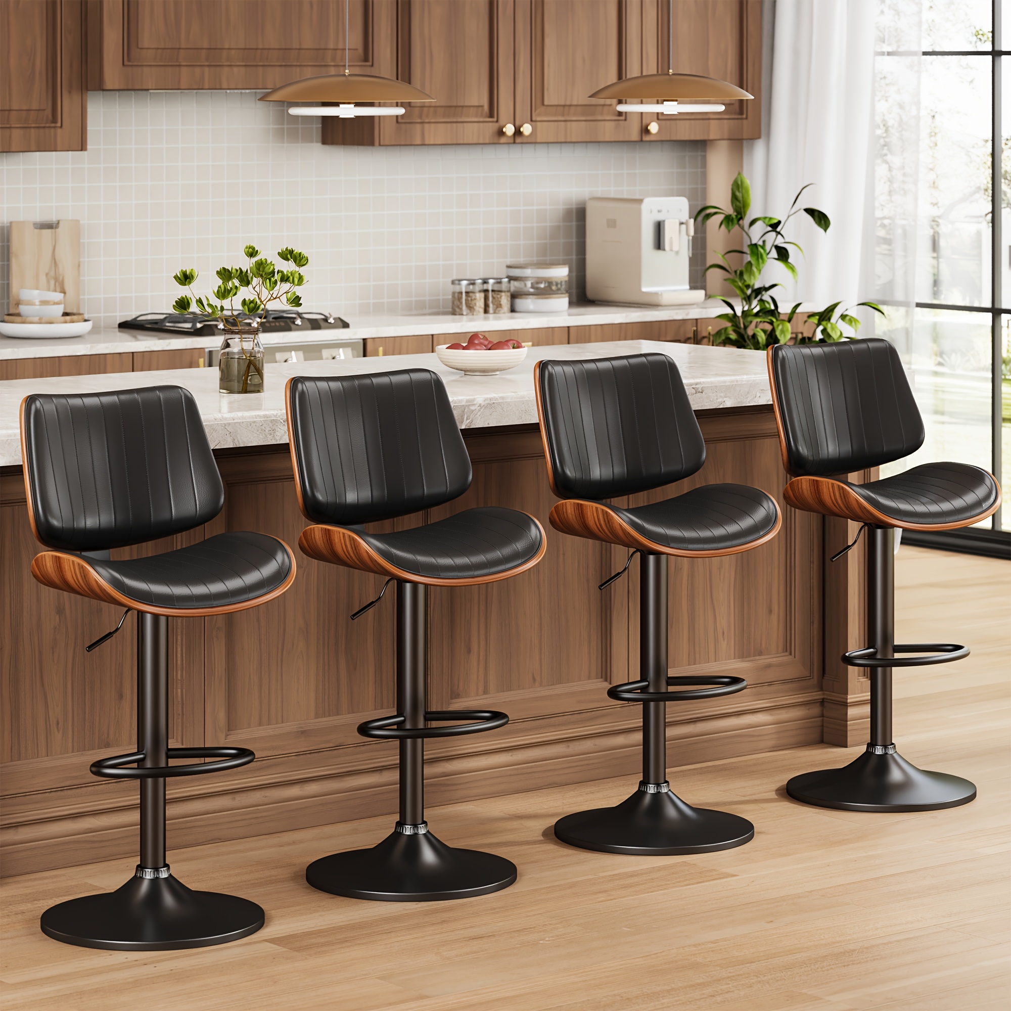 bar stools set of 1 2 armless adjustable swivel barstools pu leather kitchen counter height barstools kitchen counter height barstools with back support for dining room kitchen and living room Product details 8