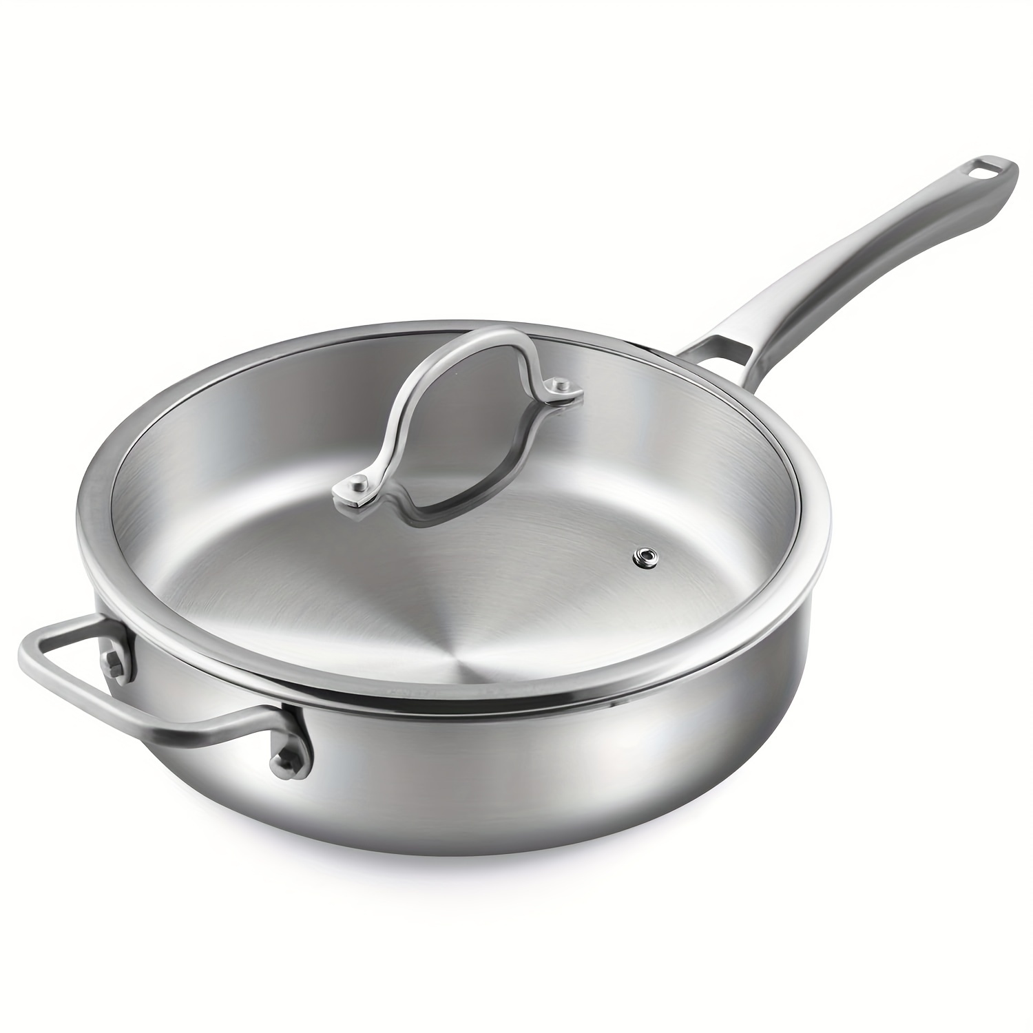 

Saute Pan, 5 Quart Saute Pan, Cookware, Stainless Steel Skillet, 12 Inch Deep Frying Pans With Lid, Dishwasher And Oven Safe, Works On All Cooktops