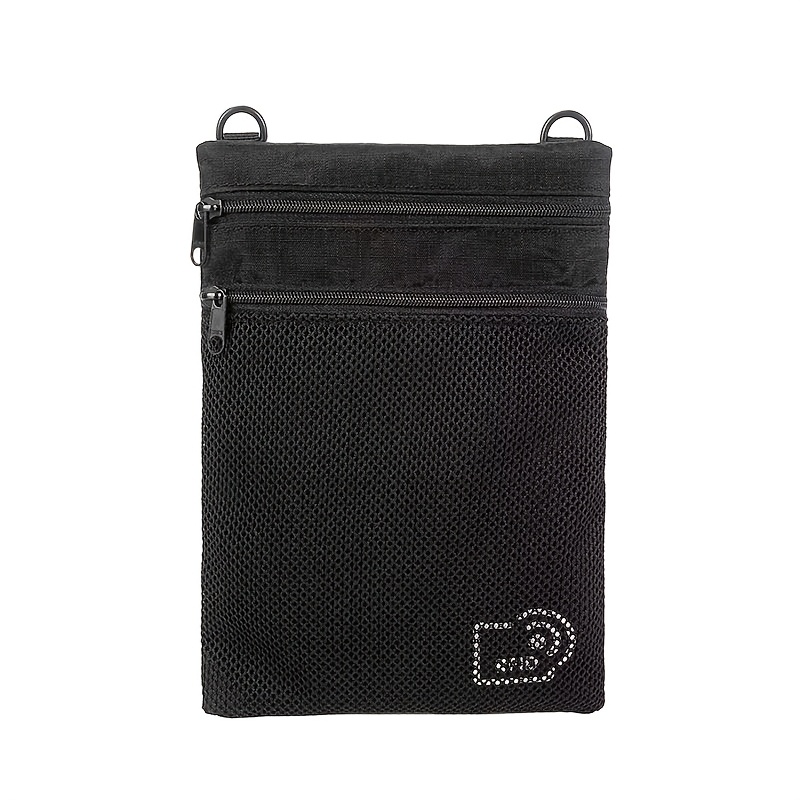 TEMU 1pc Black Nylon Travel Neck Wallet With Rfid Blocking - Adjustable Strap, Zippered Passport Holder, Ideal For Vacation Essentials, Travel Purse