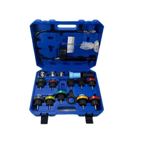 radiator pressure tester kit 18pcs automotive water tank manual pump pressure test tool and adapters cooling system leak down detection for cars motorcycles trucks