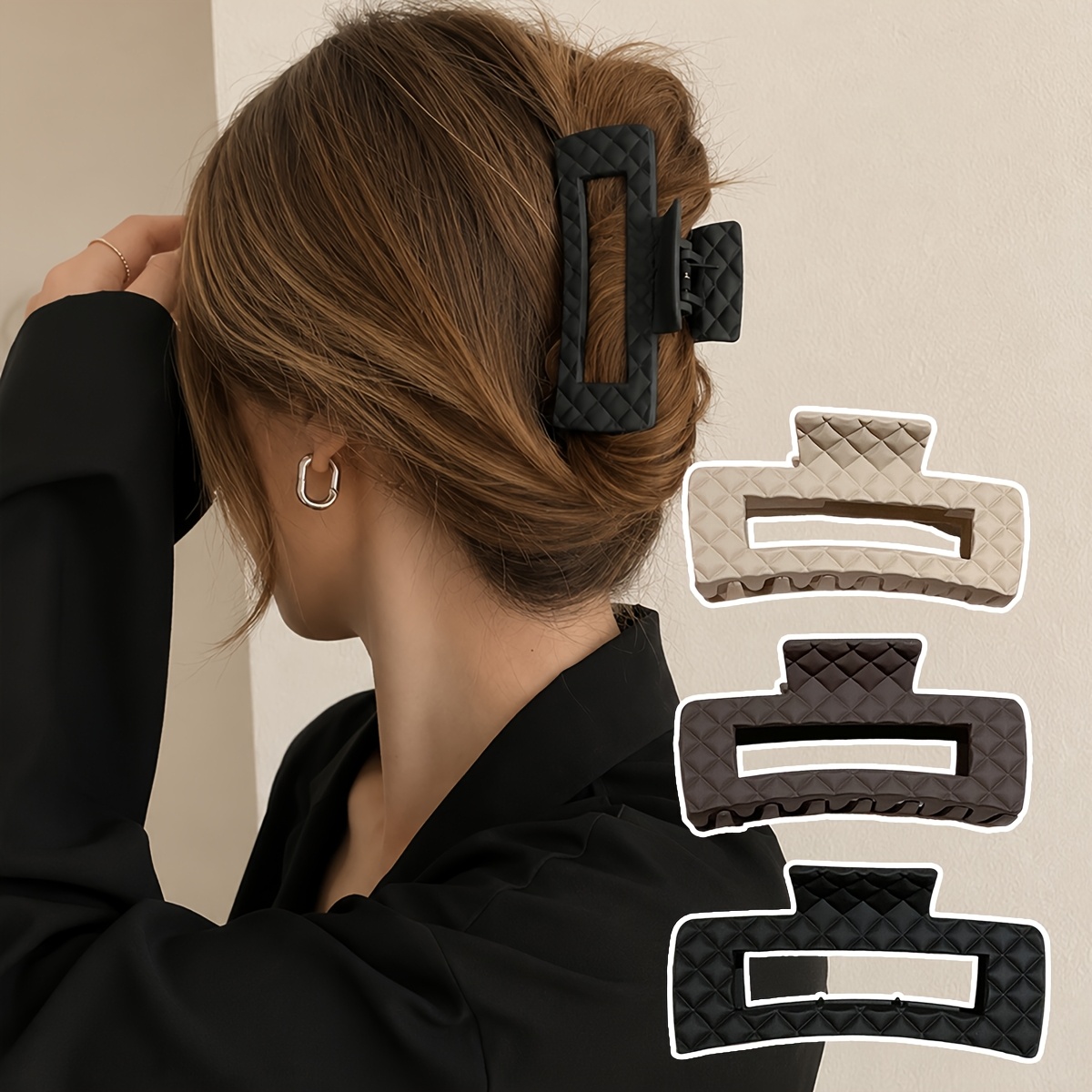 3pcs Premium Diamond Embossed Hair Clips Set