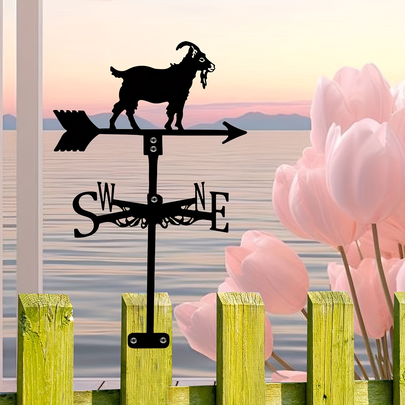 

Rustic Metal Goat Weathervane, Animal Theme Weather Vane Decor, Outdoor Indicator For Home, Barns, Sheds, Fence Posts, And Greenhouses