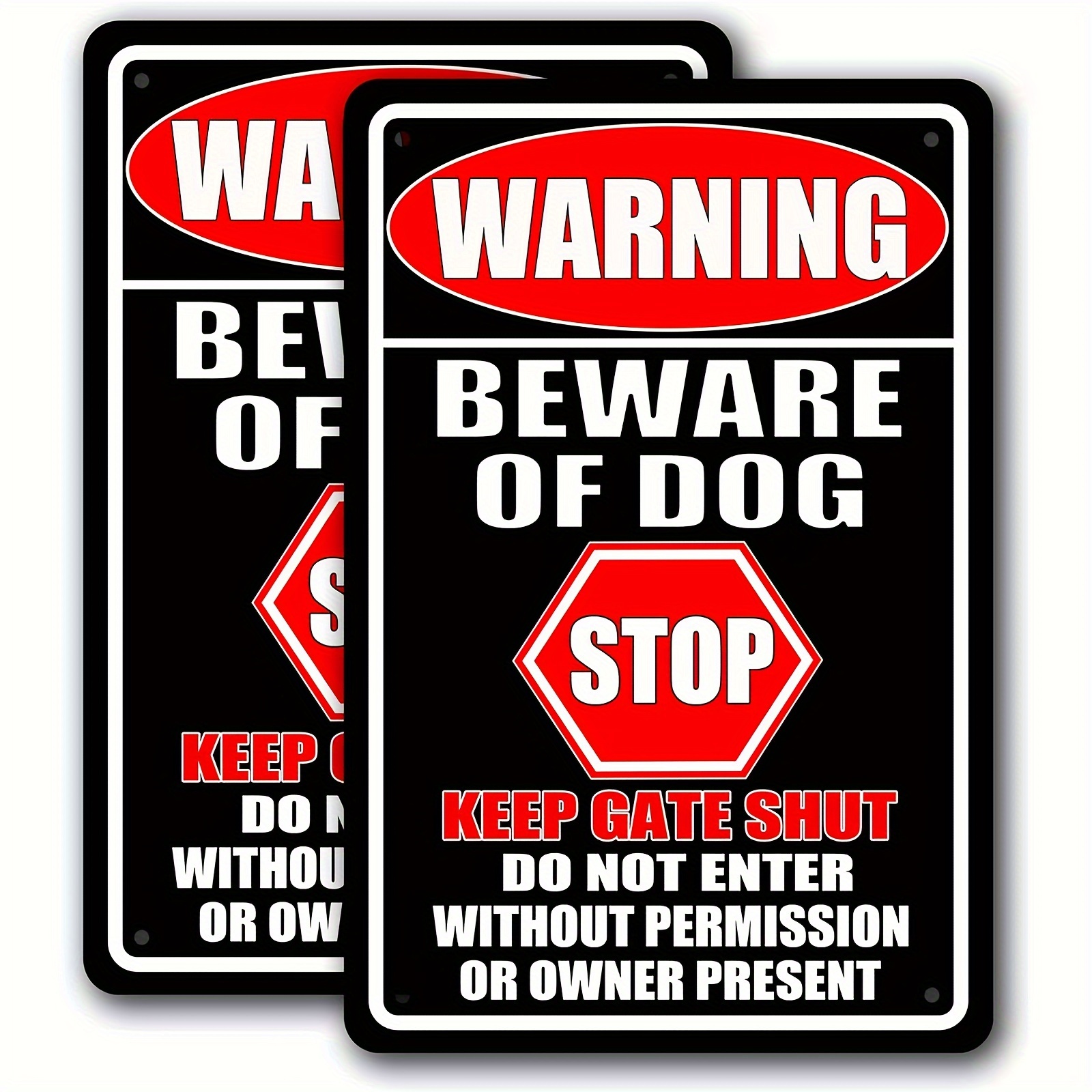 

2pcs Beware Of Dog Signs For Fence Beware Of Dog Tin Sign Dogs Decor Security Metal Signs Garden Warning For Yard Stop Keep Do Not Enter Without Permission Or Owner Present Sign 8x12in Tin Sgins