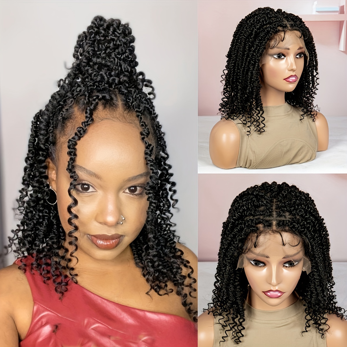 

Dreadlock Wig Short Curly Wig Synthetic Lace Wig Beginners Friendly Heat Resistant Wig For Women