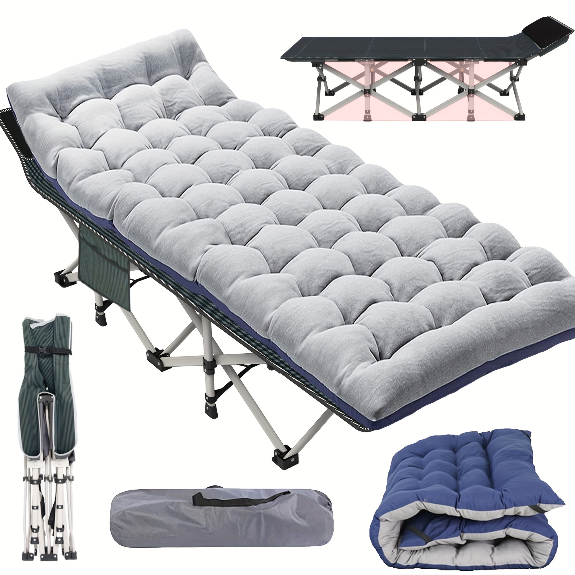 

Folding Camping Bed, Heavy-duty Sleeping Bed, Portable Nap Bed For Adults, Comfortable Pillow&mattress, Suitable For Office Home Use.