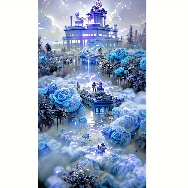 

Rose Castle Diamond Art Painting, Full Round Diamond Art, Decorative Wall Art Hanging Painting Home Decoration Valentine's Day Gifts, Decorative Craft Wall Art For Home Wall Decor Gifts