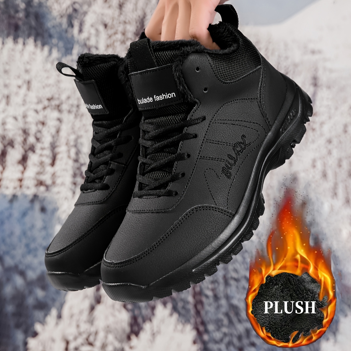 mens winter high top ankle high outdoor boots upper plush lining cushioned insole slip resistant md sole   trekking shoes for   and cold weather lightweight durable casual winter boots for hiking travel casual attire winter snow boots for men winter boots for   cold snow boot high quality snow boots snow shoes for women black cn39 eu39 10