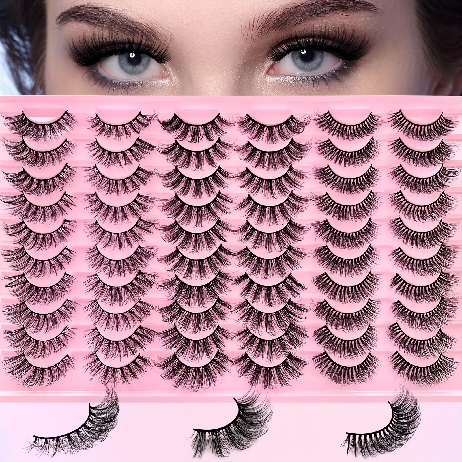 

30 Pairs False Eyelashes Set - Natural & Styles, Fluffy Design, Easy To Apply & Reusable, Fit, Long- 14mm-20mm Lengths