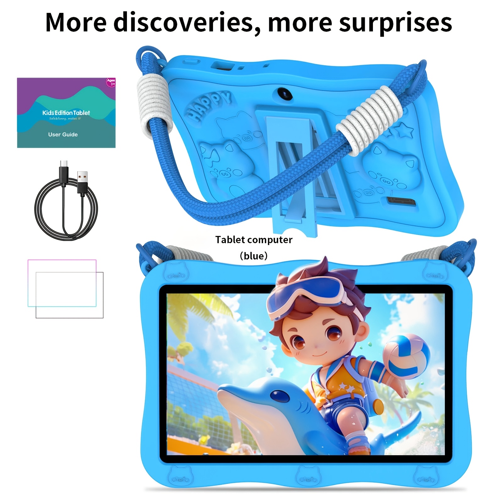 Image of 15 Tablet, 7 Inch Kids Tablet, 32gb Rom, 8gb (3gb + 5gb Expandable) , 3500mah Battery, Five-core Processor, Wifi 6. , Education App, Dual Camera, Shockproof Case, Games, Tablet, Pad