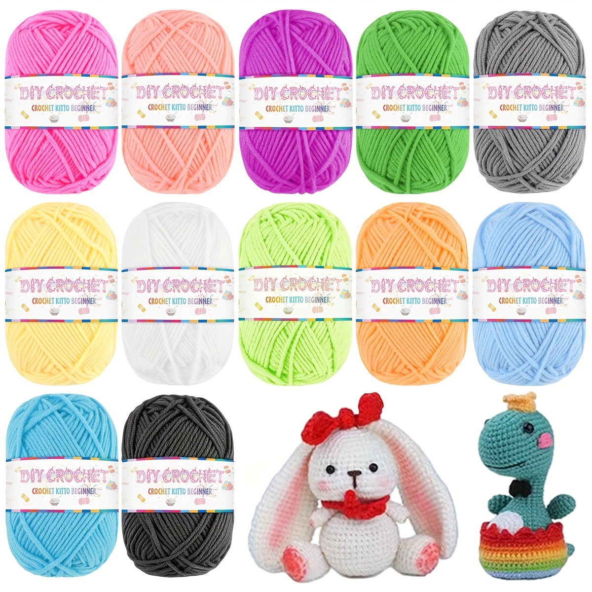 

12-pack Macaron Variegated Yarn - Acrylic 100% Mixed Colors, 10g Each For Crocheting And Knitting, Soft Material With Assorted Patterns, Beginner-friendly Crochet Kit With Transparent Packaging