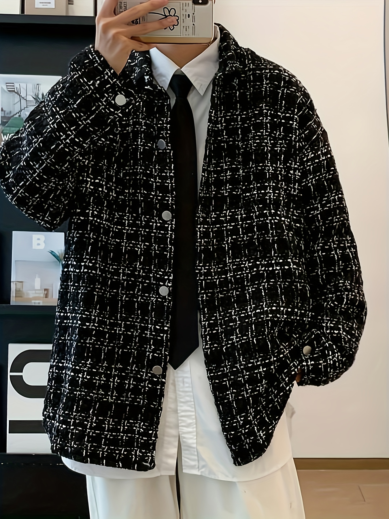 herren stilvolle karierte hemdjacke polyester Temu Germany