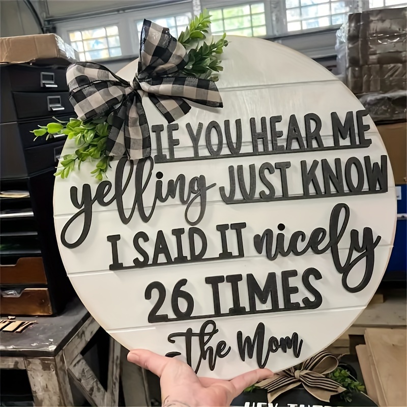 

1pc Rustic Wooden Sign "if You Hear Me Yelling" - Farmhouse Style Holiday Wall Decor With Greenery Accents, 3d Festive Merry Christmas Sign With Rope, For Home & Outdoor Use