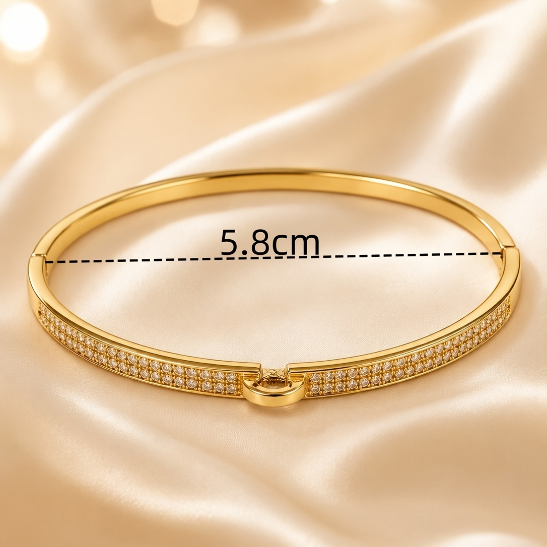 Women's Glossy Polished Texture Double Row Buckle Wristband
