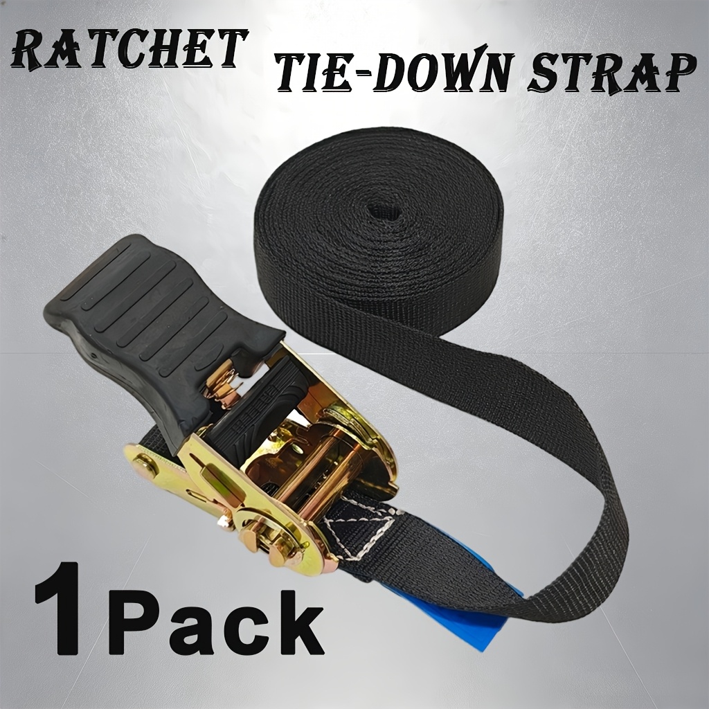 TEMU 1pc/2pcs Heavy-duty Ratchet Straps, 1 Inch × 15 Feet, 2200 Lbs Break Strength, Durable Cargo Securing Ratchet Straps Suitable For Motorcycles,