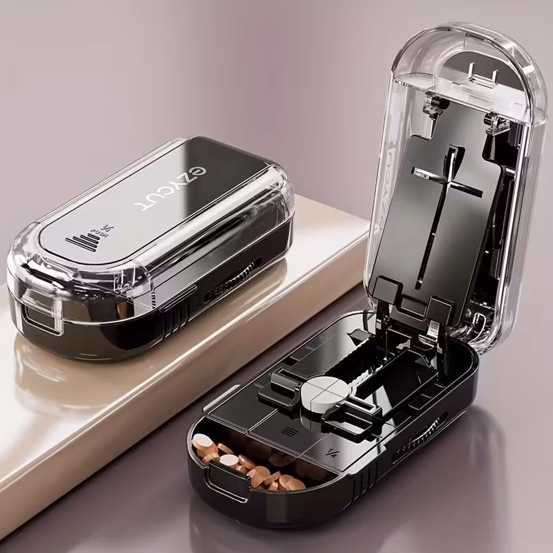 new half third particularized pill cutter adjustable pill cutter food grade safe material non slip base cut pills suitable for traveling and camping Product details 2