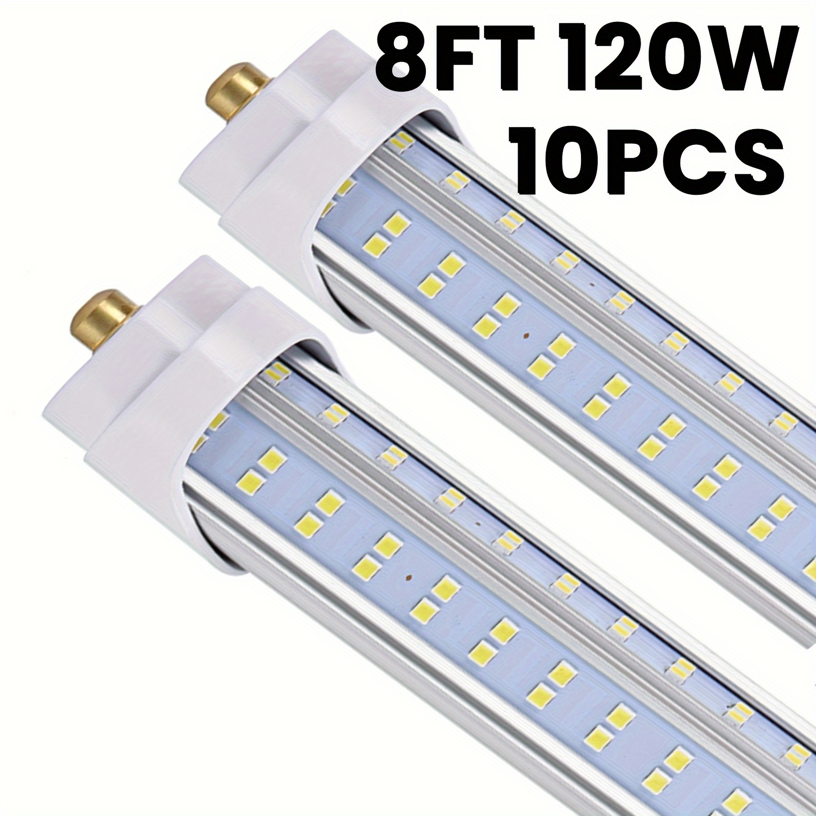 

10pcs 120w 8ft Led Bulbs, 18800lm 5000k 8' Led Bulbs, V Shaped Clear Cover T8 Led Tube Lights 8ft, T8 Led Bulbs 8 Foot, 8' Led Replacement For T8 T10 T12 F96t12 Fluorescent Tubes