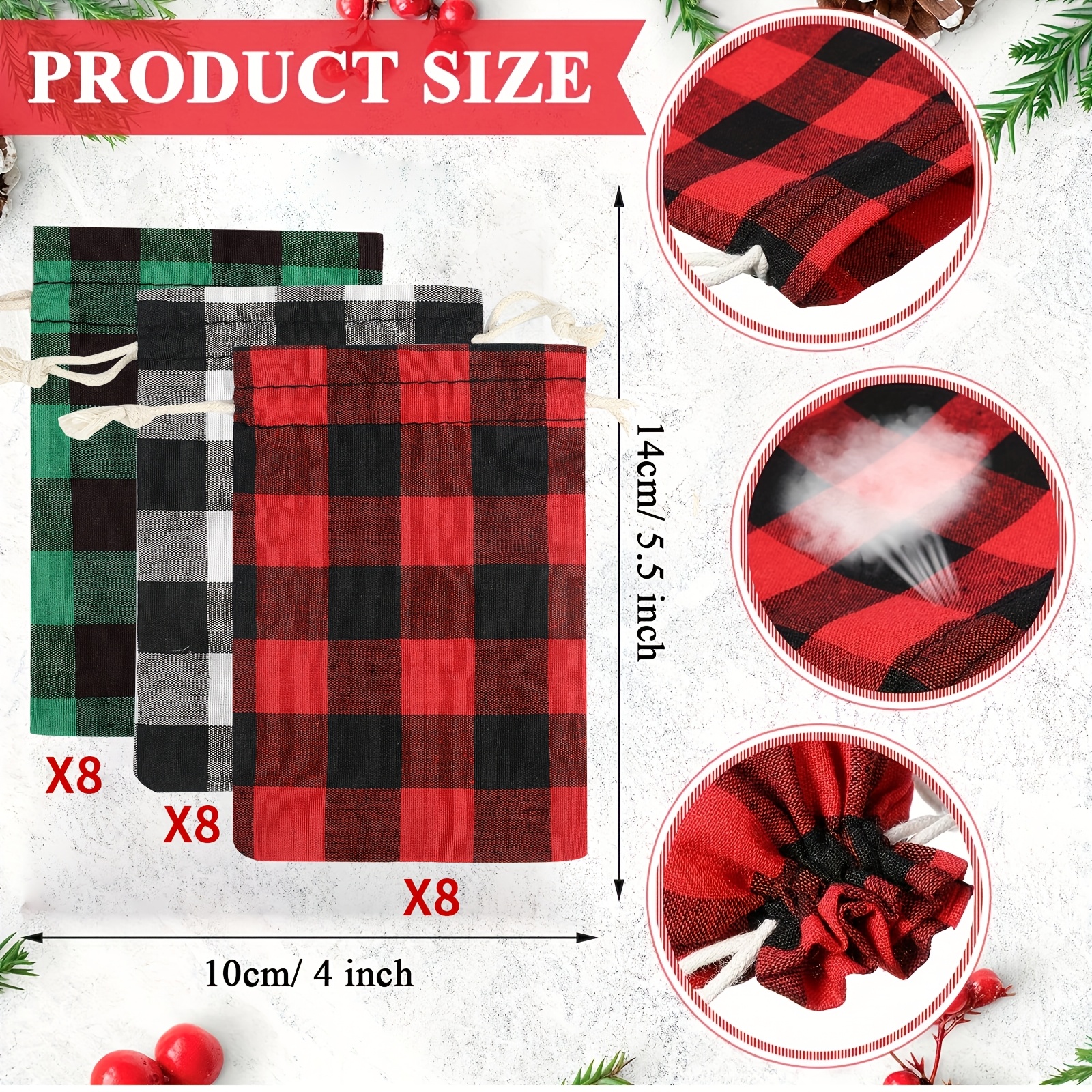 TEMU 24pcs Christmas Drawstring Gift Bags Xmas Gift Pouches Sacks 24 Days Hanging Xmas Advent Countdown Pouches Reusable Treat Goodies Sacks For Xmas