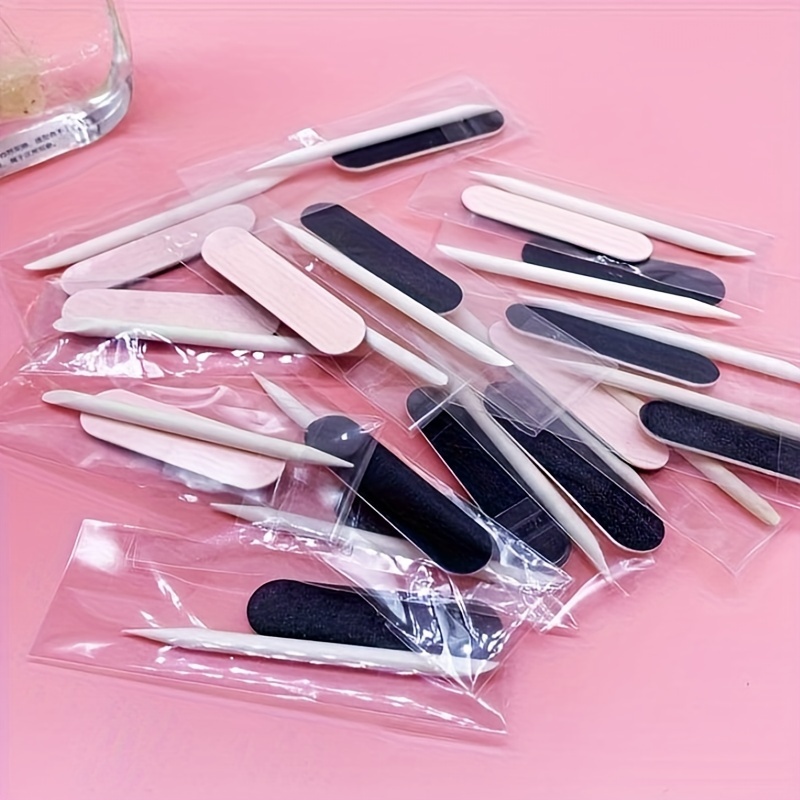 

40pcs Double-sided Mini Nail File And Cuticle Push Rod Set, Unscented Nail Care Tool Kit