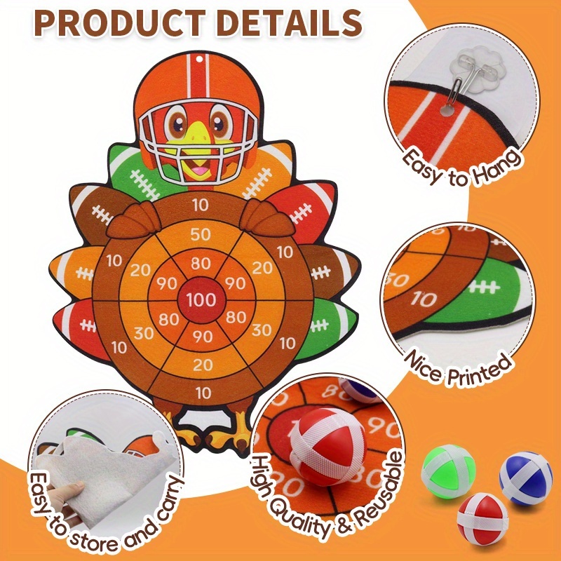 Thanksgiving Turkey Themed Toss Sports Toy Set with Sticky Balls