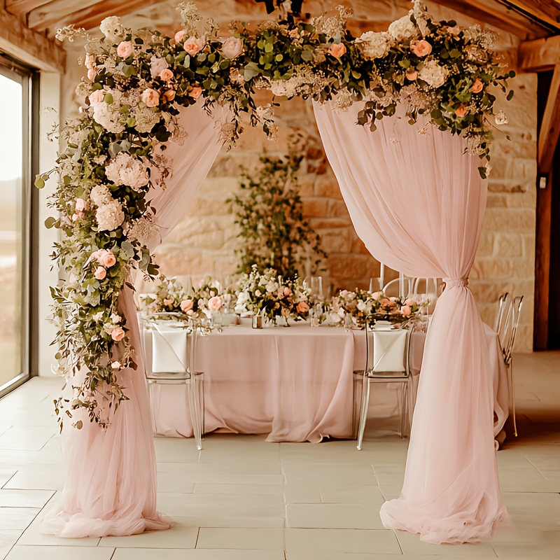 TEMU Lot de 2 tissus décoratifs romantiques rose pour mariage, tissu à suspendre, nappe en de luxe légère et douce, durable, de 9,87 pi, pour banquet