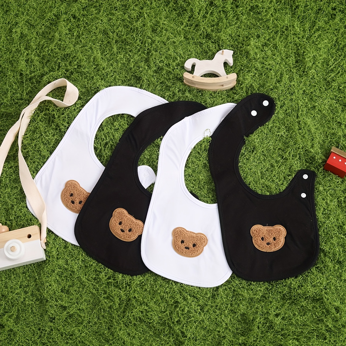 Image of 4pcs Cotton Drool Bibs, Soft, Breathable, And Absorbent