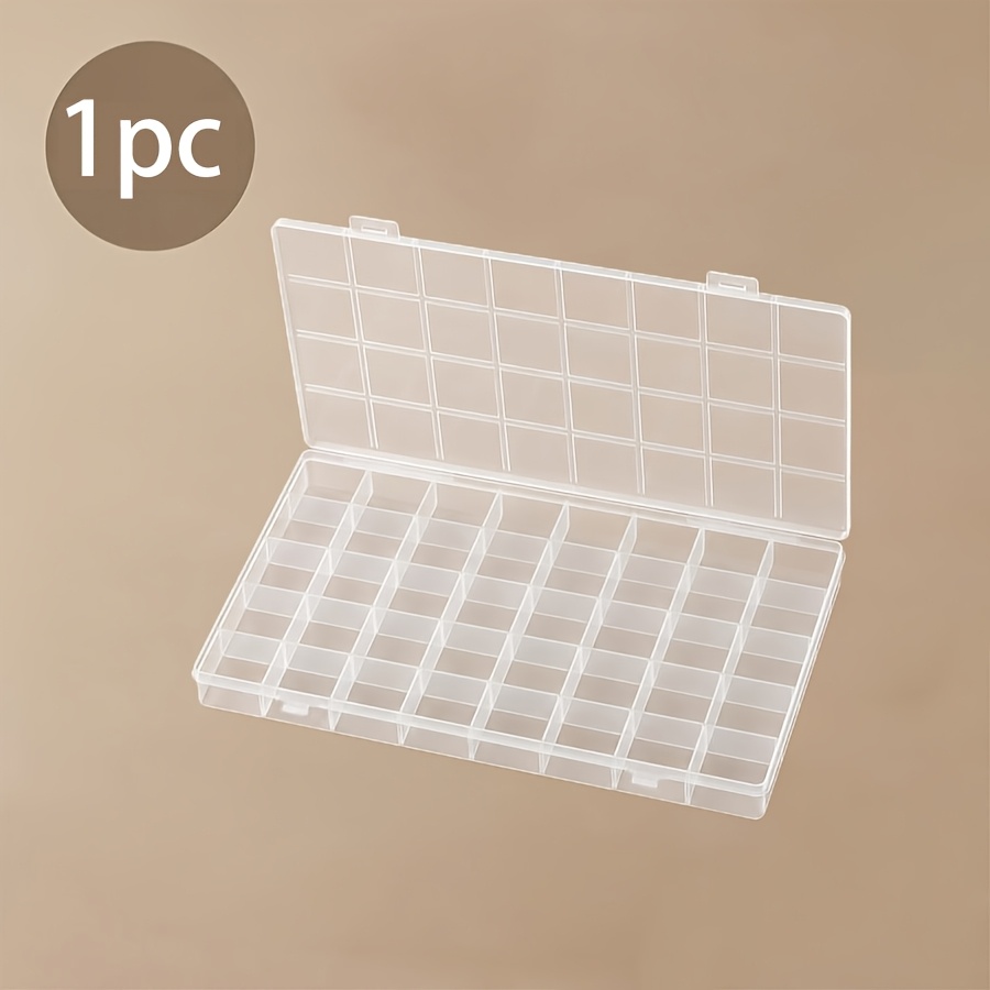 TEMU 40-compartment Clear Plastic Storage Box With Lid - Durable Multi-grid Organizer For Jewelry, Hardware Parts, Craft Supplies Desktop Container