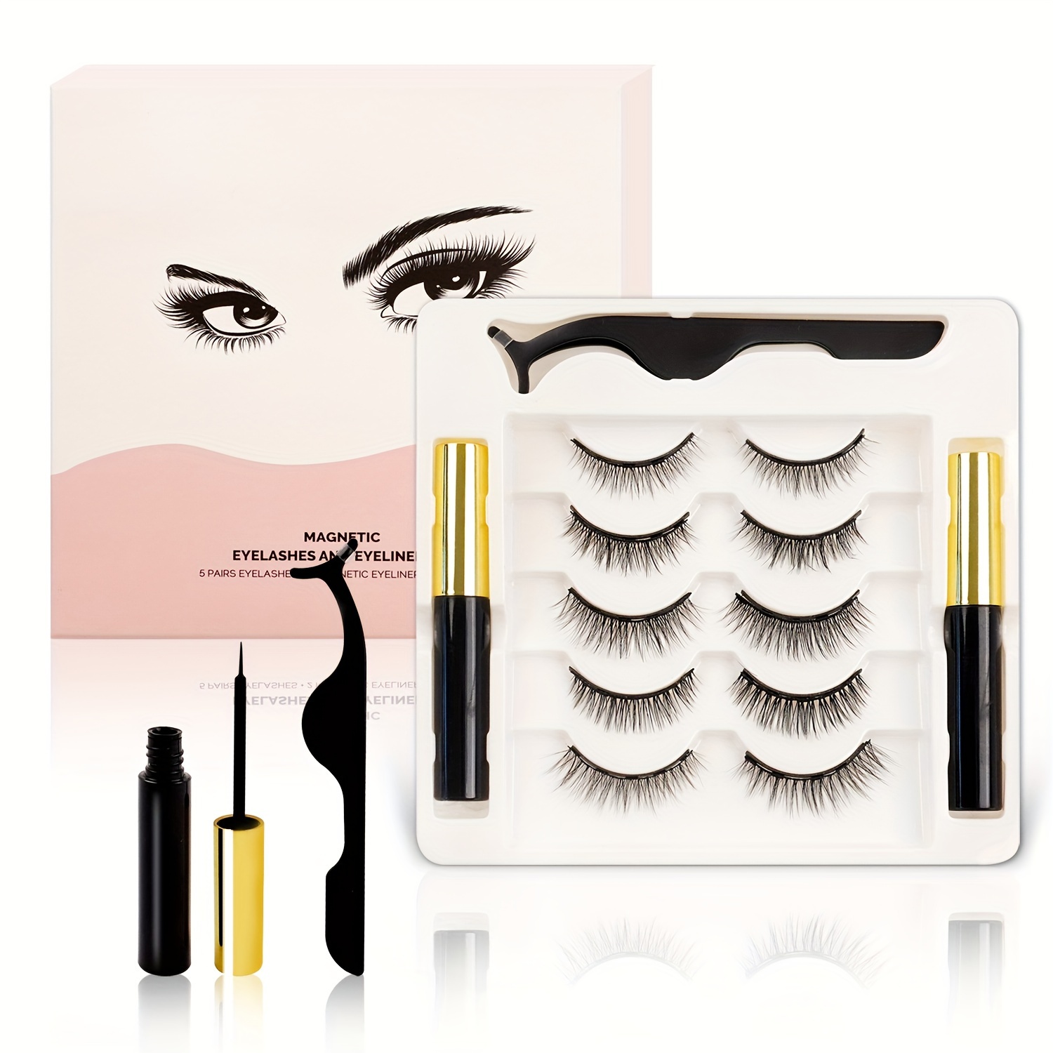 

Magnetic Eyelashes With Eyeliner Kit, 5 Pairs Natural Looking Magnetic Lashes, Easy To Wear False Eyelash Set, No Glue Needed And Waterproof