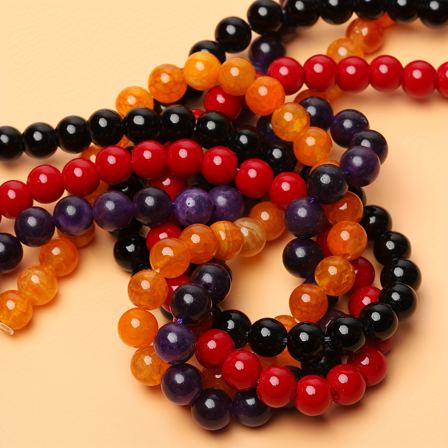 Orange Assorted Beads Necklace Bracelet Earring Set deals