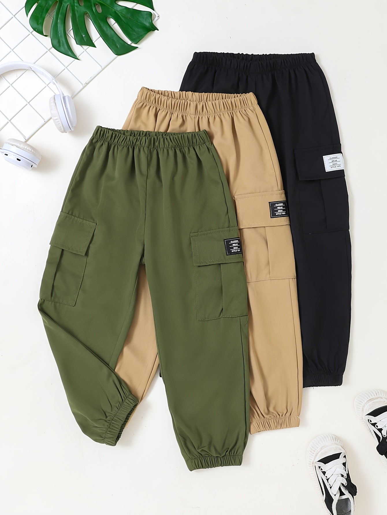 Pantaloni Cargo Joggers Mimetici Per Bambini – Vita Elastica Con Zip E Bottone, Casual Per Scuola E Gioco - 5