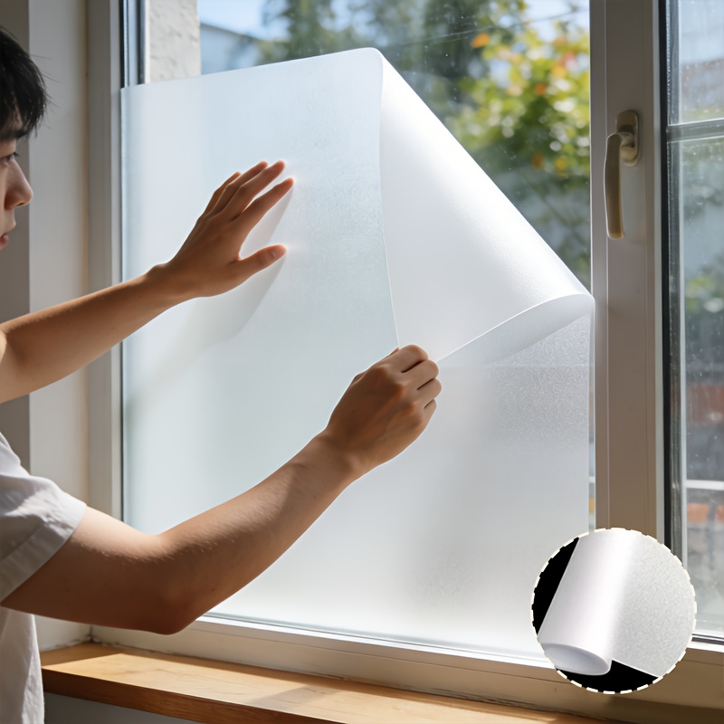 TEMU Upgraded Static Cling Window Film Suitable For Home & Commercial Use - Static- , Pet Glass Covering With Frosted Coating, Matte, Glare & Scratch