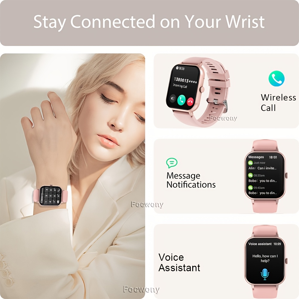 Smart Watch Compatible with iPhone & Android, Voice Control