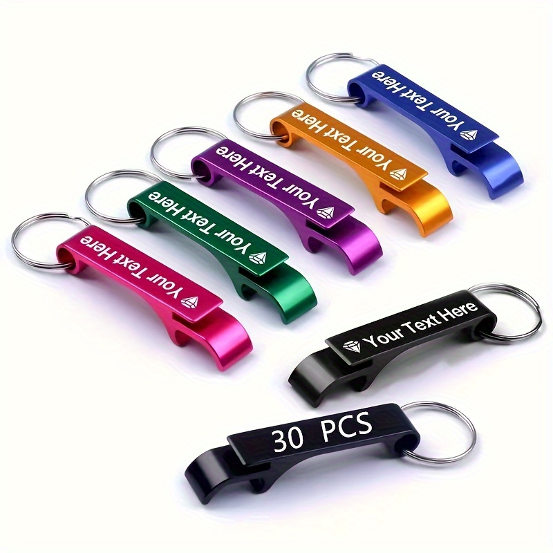 "custom" 30 Personalized Custom Aluminum Key Chain Bottle Openers - Suitable For Wedding Gifts, Youth Parties And