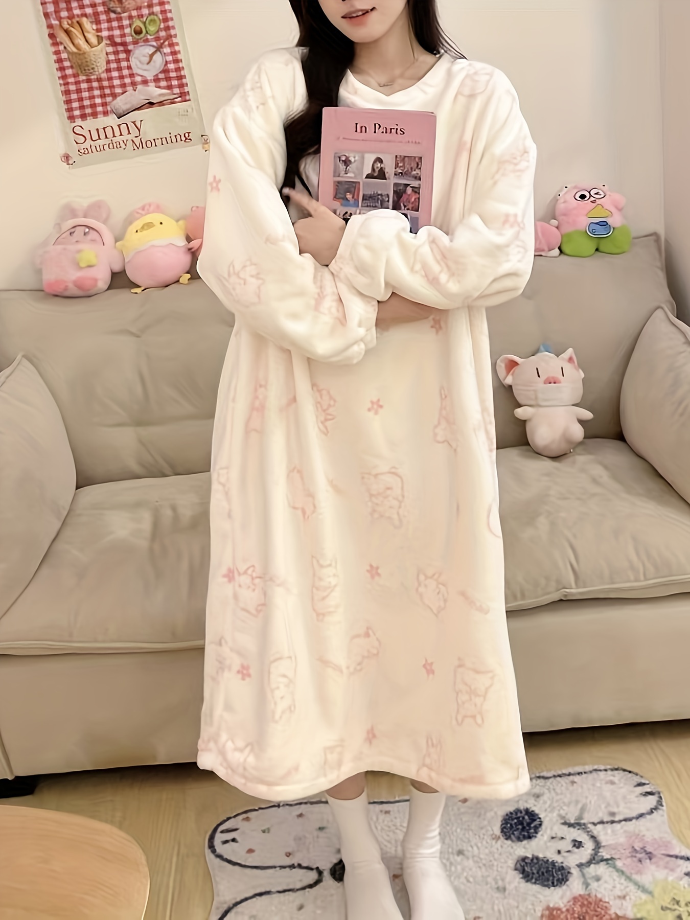 navy blue dress for baby girl Winter Thick Warm Flannel Nightgowns Sleepwear Night Dress Nightdress  Nighty main image 0