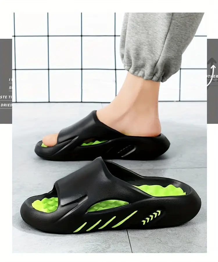 unisex 1 pair eva slides for women 2024 fashionable massage insole slippers non slip odor resistant indoor outdoor beach strap sandals solid color Product details 14