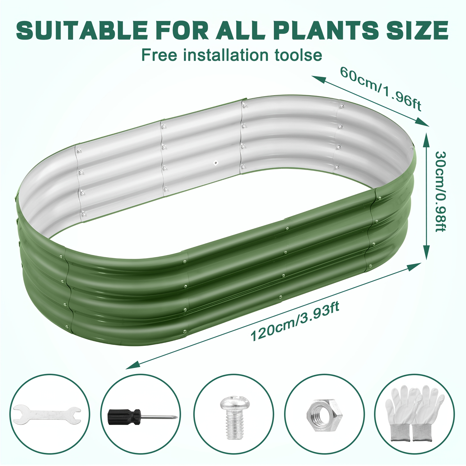 1pc Planter Grow Box, Metal Raised Garden Bed, Large Raised Garden Bed, Weather-resistant Metal Material, Suitable For Vegetable And Flower Cultivation