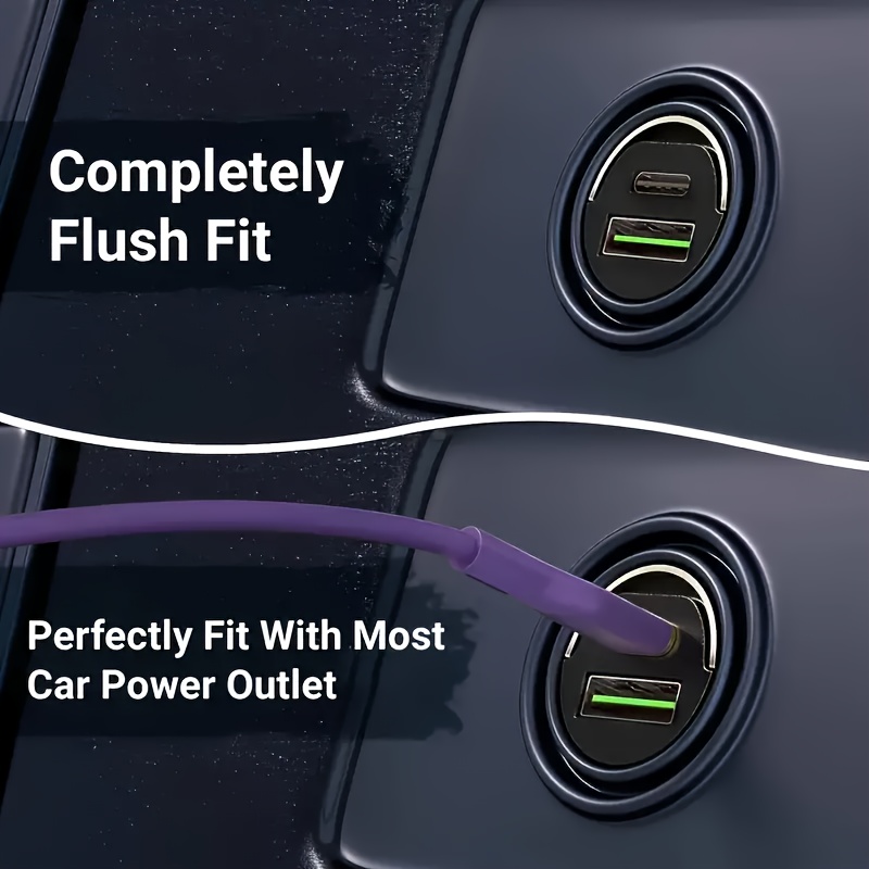 Chargeur de voiture ABS mat 36V 100W, charge rapide USB Type C double interface, adaptateur d'alimentation mini en alliage avec anneau de traction résistant à la corrosion