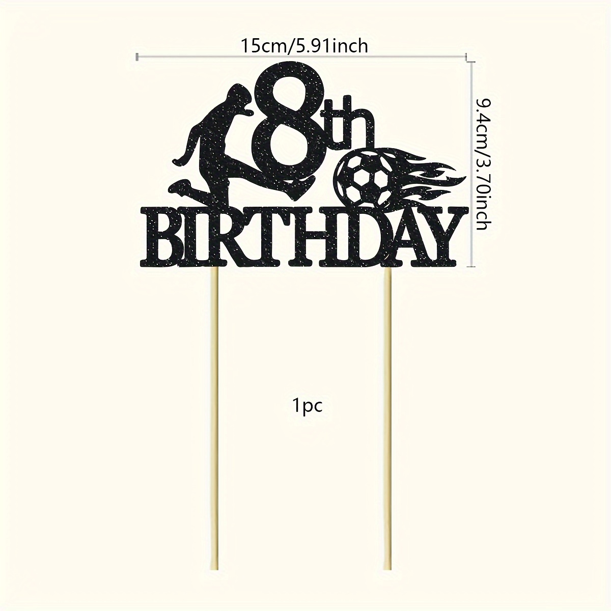 1pc Glitter 8th/9th/10th/11th/12th Birthday Cake Topper Soccer Soccer Theme Party Cake Decorations For 8/9/10/11/ Cheers To 8/9/10/11/ Birthday Party Decorations Supplies